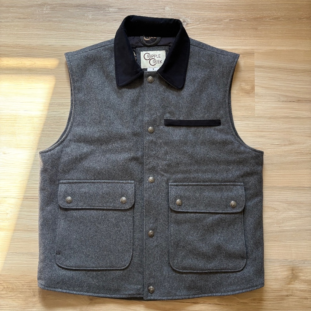 CRIPPLE CREEK Mens Wool Melton Vest With Concealed Carry Pocket